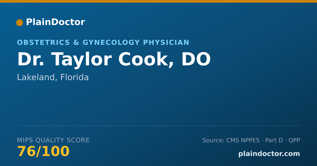 Shareable card for Taylor Cook, DO - Obstetrics & Gynecology Physician, Lakeland, FL