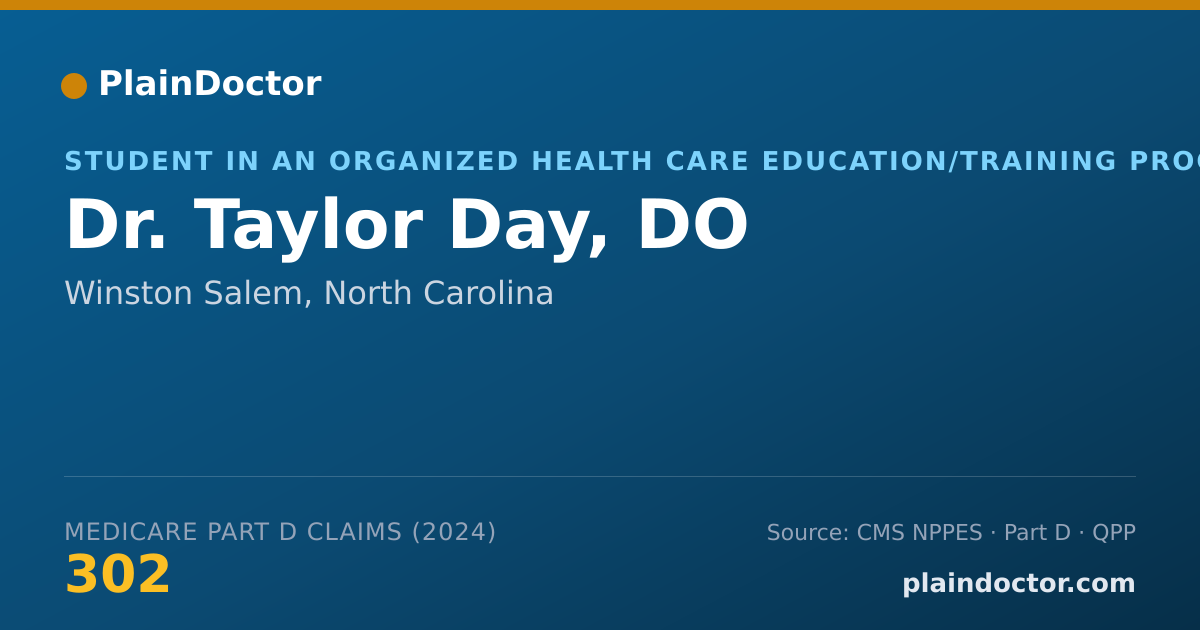 Shareable card for Taylor Day, DO - Student in an Organized Health Care Education/Training Program, Winston Salem, NC