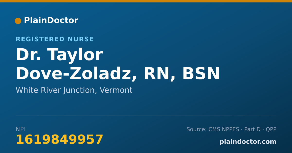 Shareable card for Taylor Dove-Zoladz, RN, BSN - Registered Nurse, White River Junction, VT