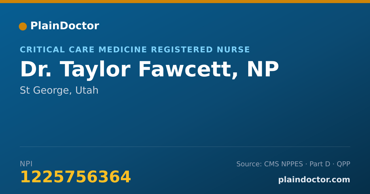 Shareable card for Taylor Fawcett, NP - Critical Care Medicine Registered Nurse, St George, UT