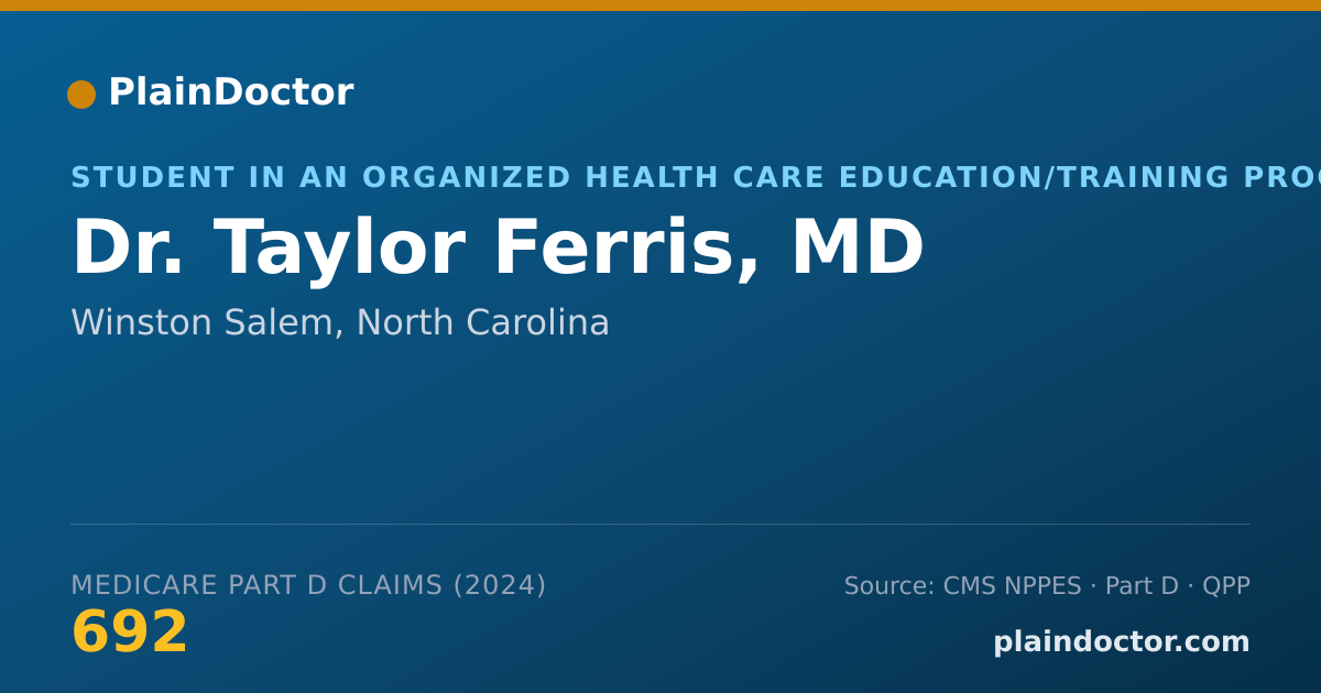 Shareable card for Taylor Ferris, MD - Student in an Organized Health Care Education/Training Program, Winston Salem, NC