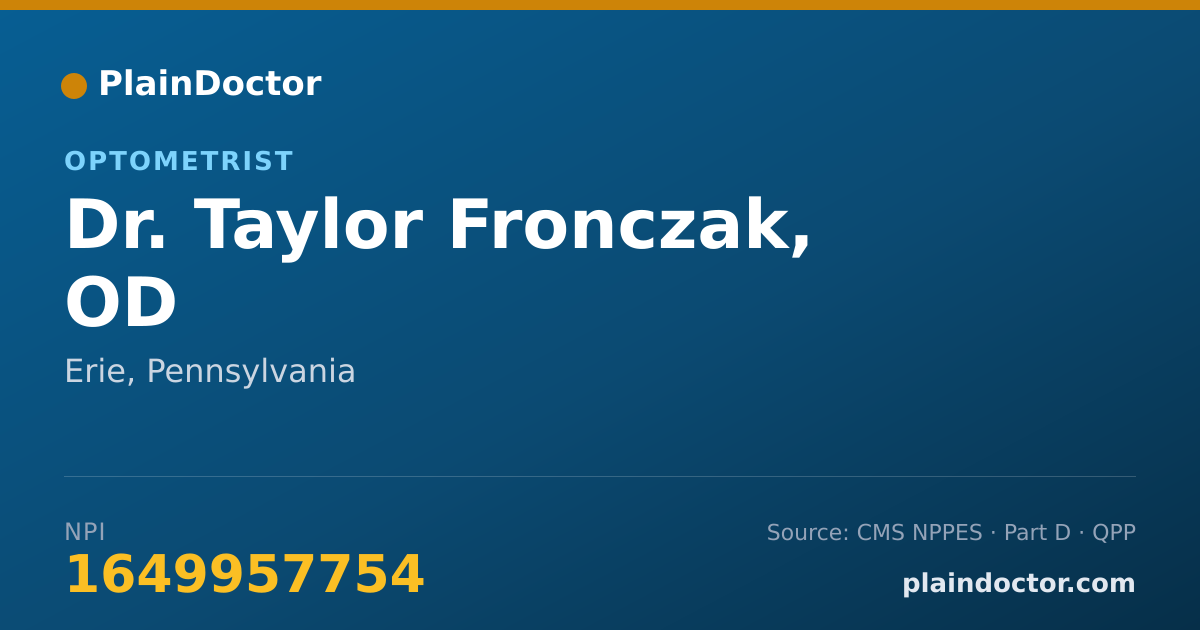Shareable card for Taylor Fronczak, OD - Optometrist, Erie, PA