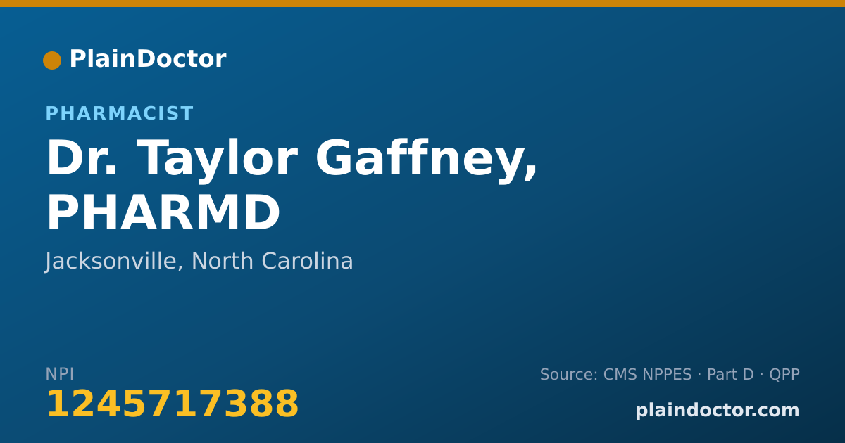 Shareable card for Taylor Gaffney, PHARMD - Pharmacist, Jacksonville, NC