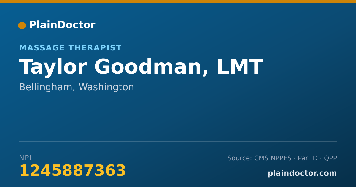 Shareable card for Taylor Goodman, LMT - Massage Therapist, Bellingham, WA