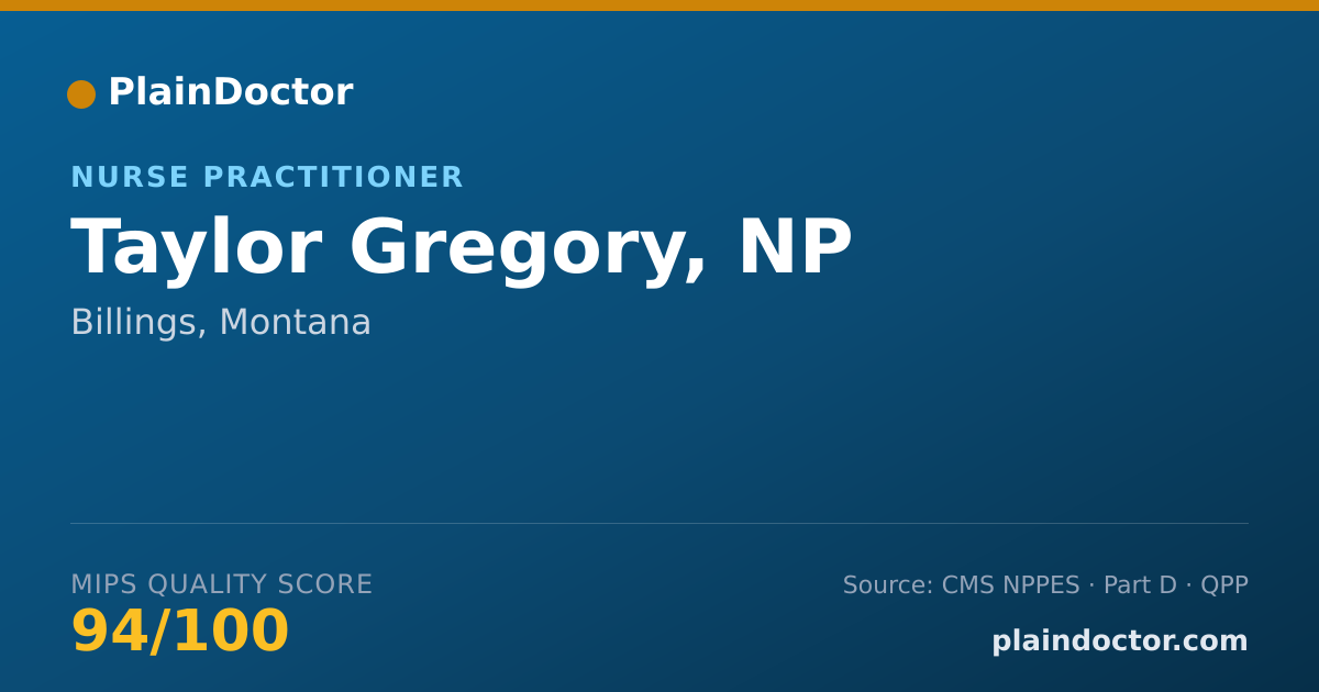 Shareable card for Taylor Gregory, NP - Nurse Practitioner, Billings, MT