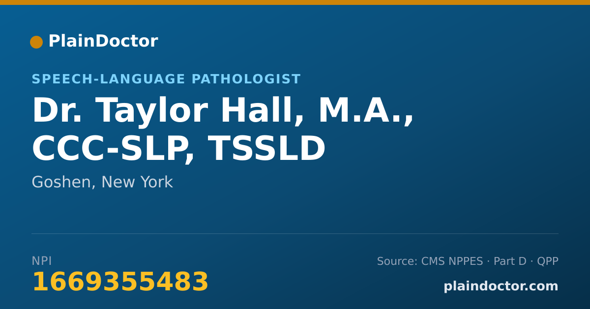 Shareable card for Taylor Hall, M.A., CCC-SLP, TSSLD - Speech-Language Pathologist, Goshen, NY