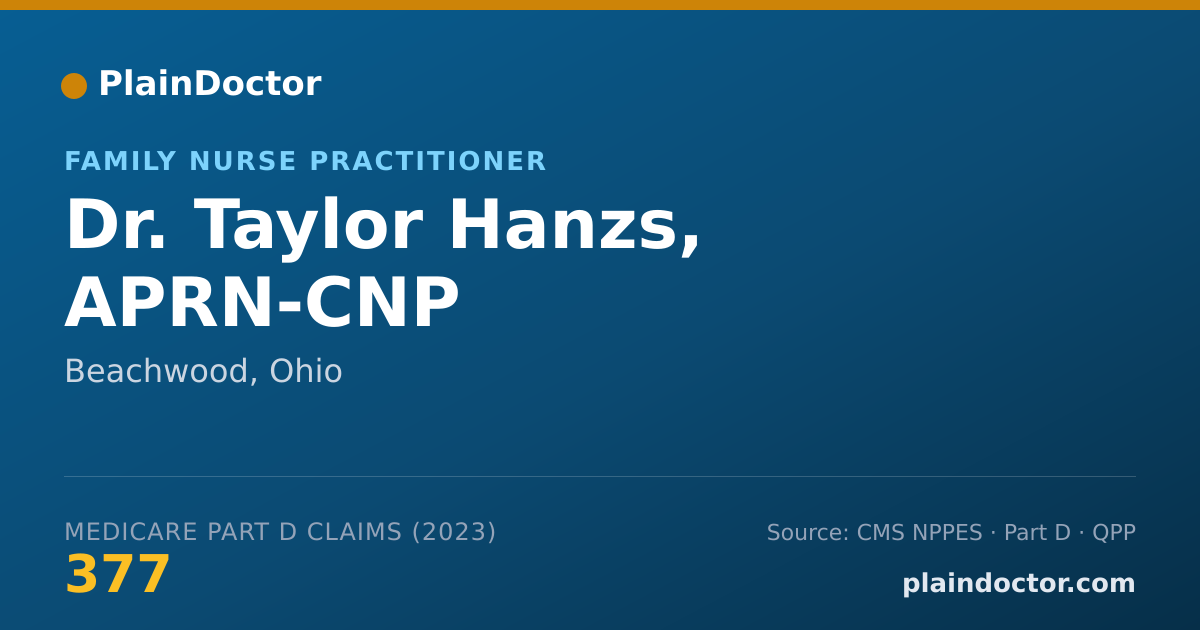 Shareable card for Taylor Hanzs, APRN-CNP - Family Nurse Practitioner, Beachwood, OH