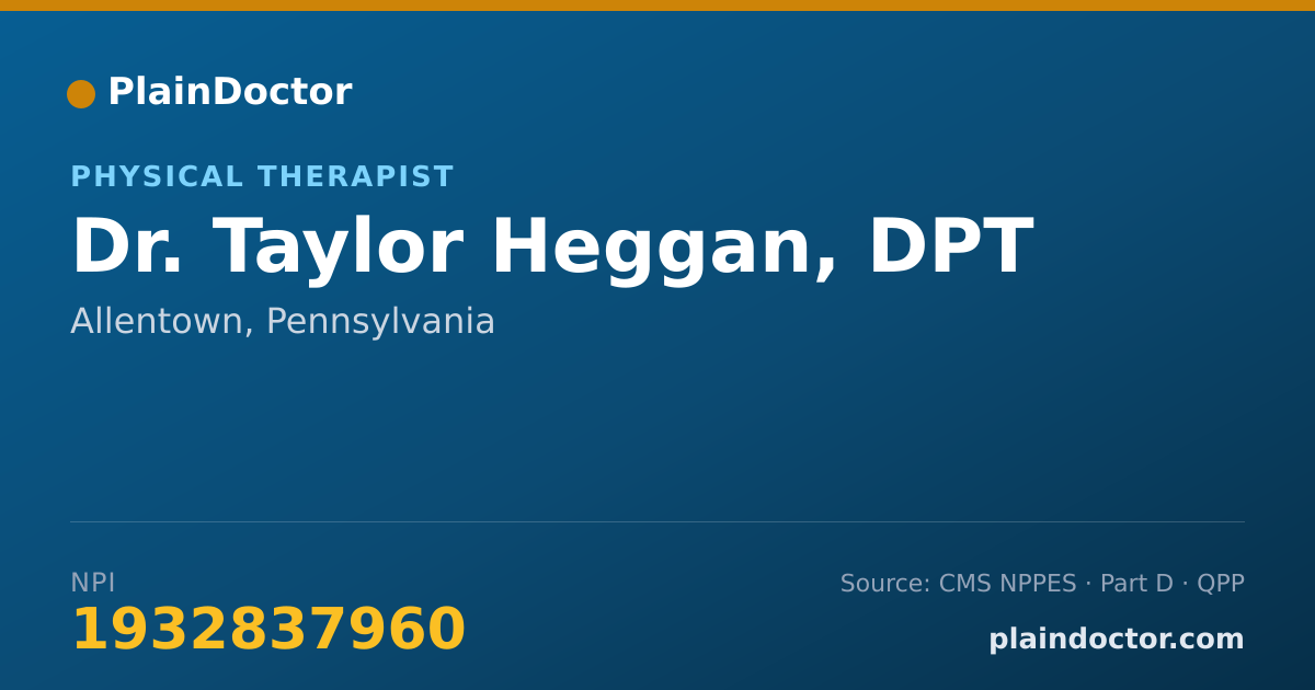 Shareable card for Taylor Heggan, DPT - Physical Therapist, Allentown, PA