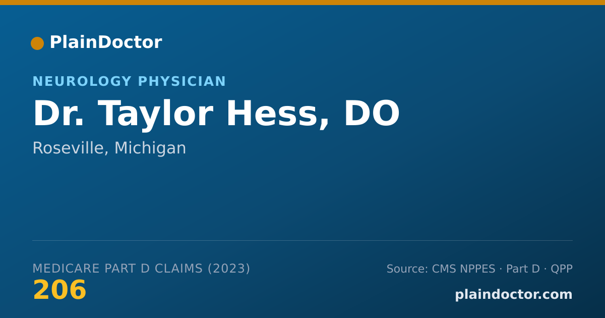 Shareable card for Taylor Hess, DO - Neurology Physician, Roseville, MI