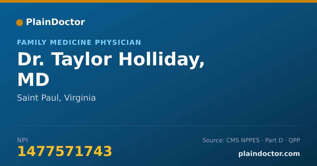 Shareable card for Taylor Holliday, MD - Family Medicine Physician, Saint Paul, VA