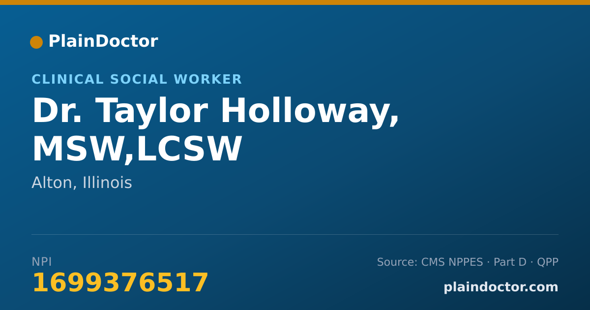 Shareable card for Taylor Holloway, MSW,LCSW - Clinical Social Worker, Alton, IL