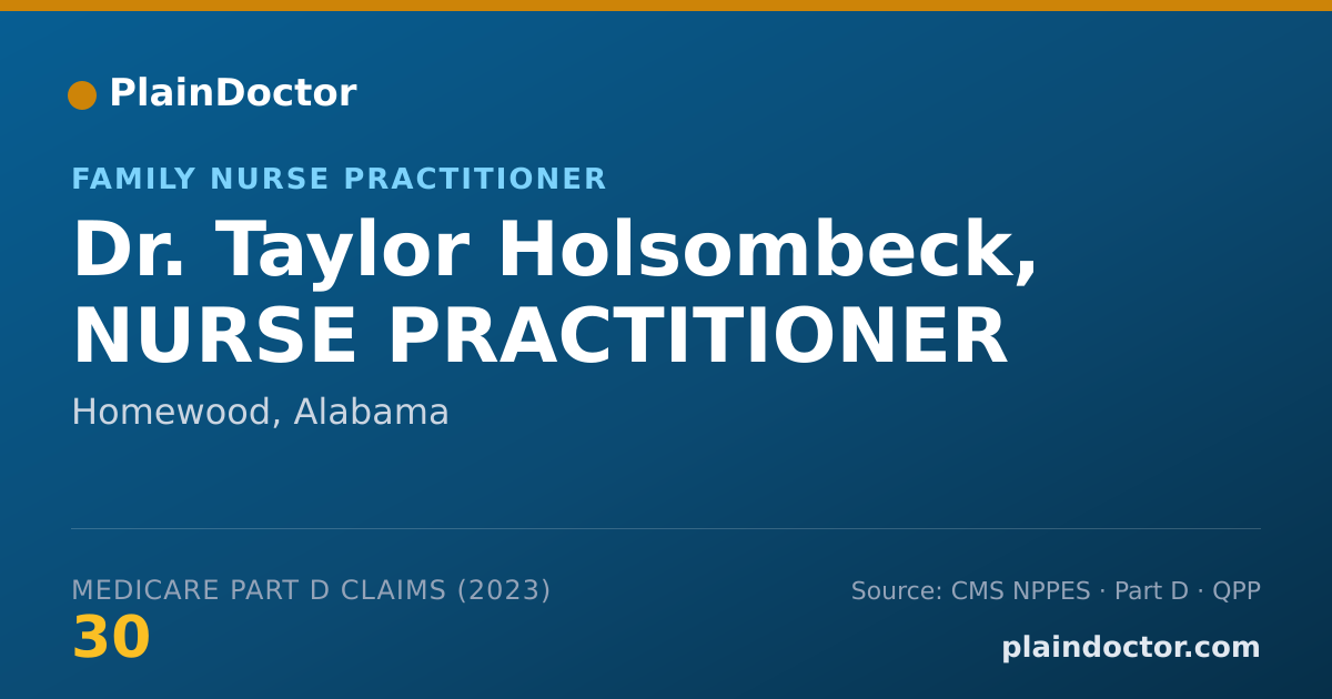 Shareable card for Taylor Holsombeck, NURSE PRACTITIONER - Family Nurse Practitioner, Homewood, AL
