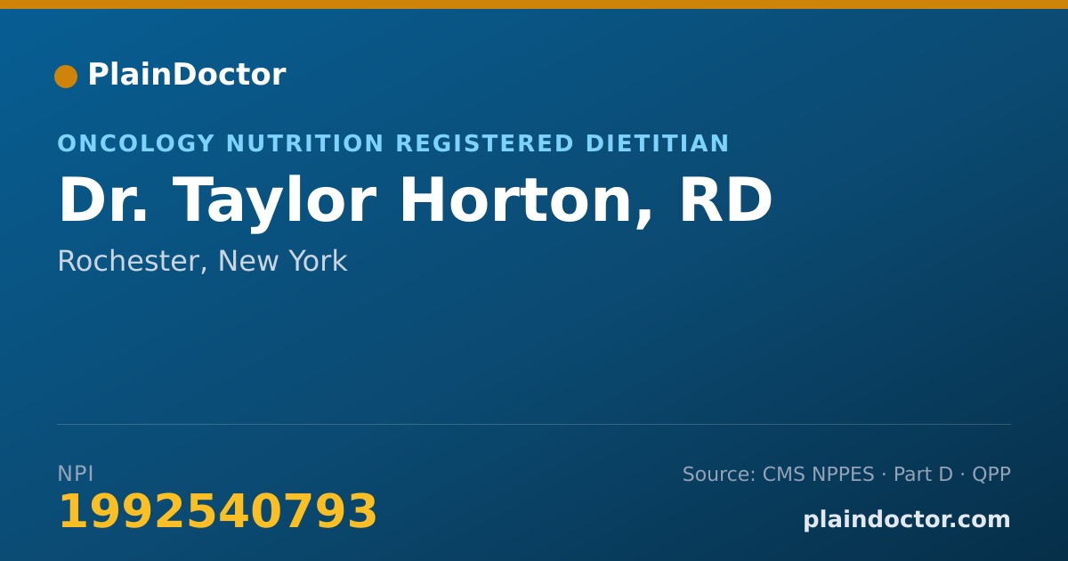 Shareable card for Taylor Horton, RD - Oncology Nutrition Registered Dietitian, Rochester, NY