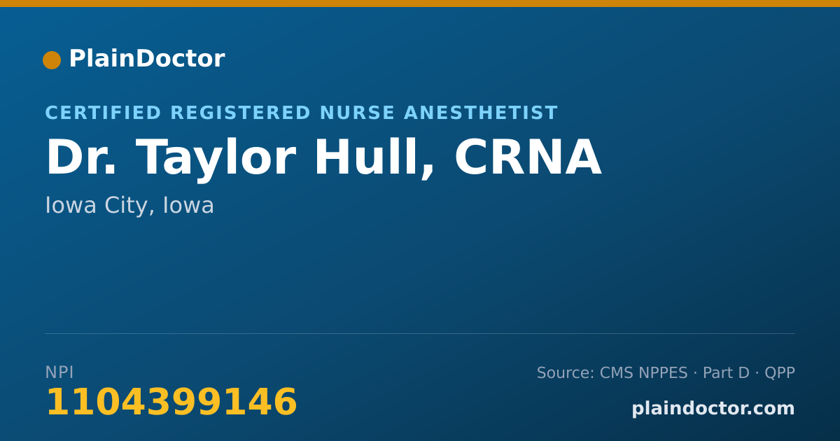 Shareable card for Taylor Hull, CRNA - Certified Registered Nurse Anesthetist, Iowa City, IA