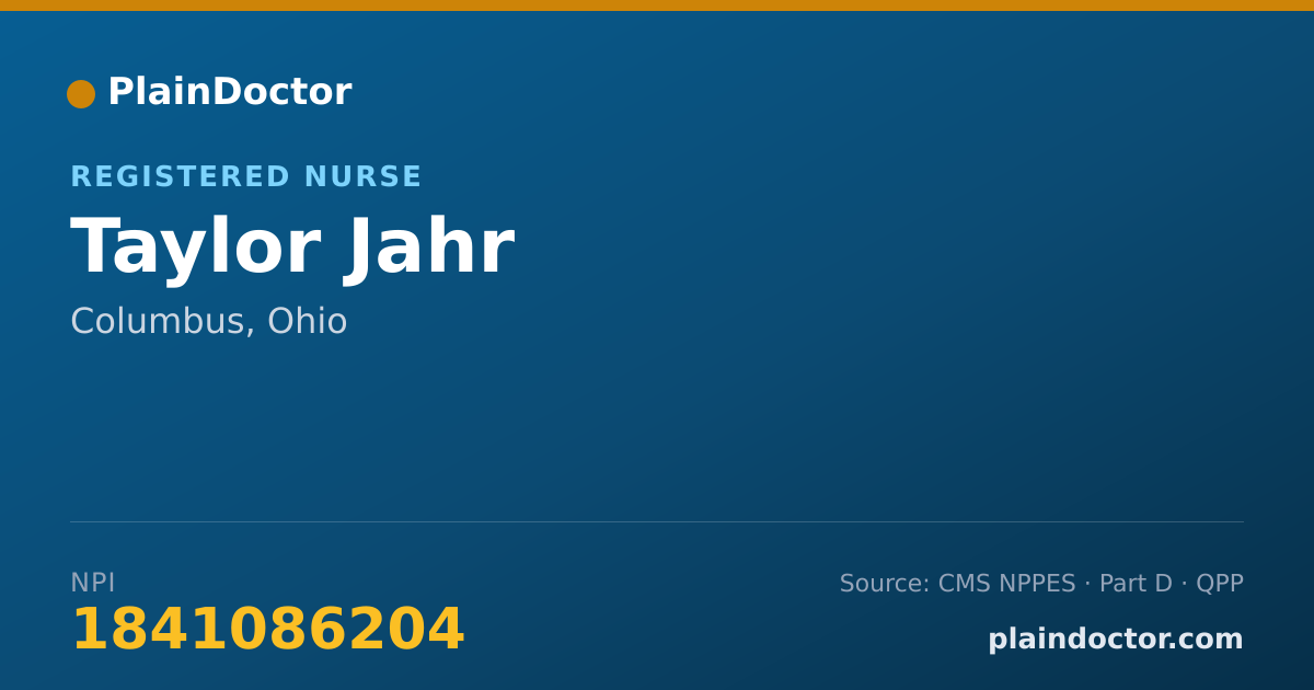Shareable card for Taylor Jahr - Registered Nurse, Columbus, OH
