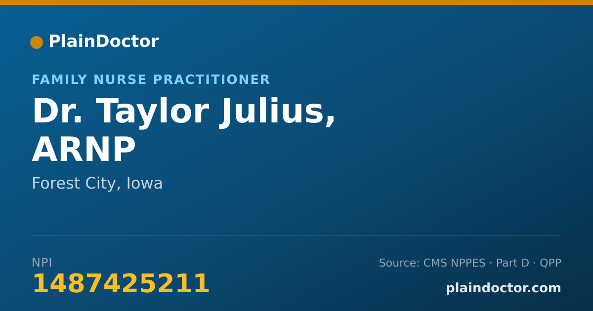 Shareable card for Taylor Julius, ARNP - Family Nurse Practitioner, Forest City, IA