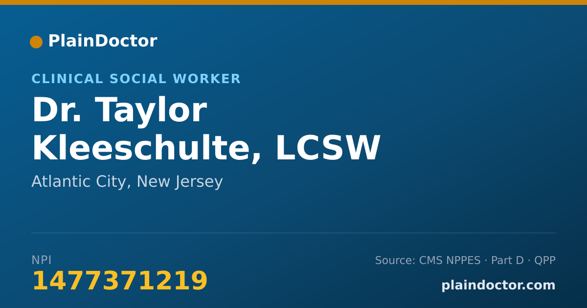 Shareable card for Taylor Kleeschulte, LCSW - Clinical Social Worker, Atlantic City, NJ