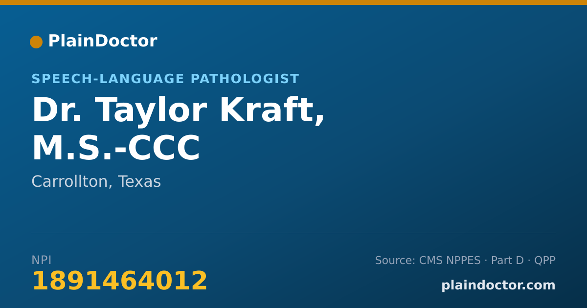 Shareable card for Taylor Kraft, M.S.-CCC - Speech-Language Pathologist, Carrollton, TX