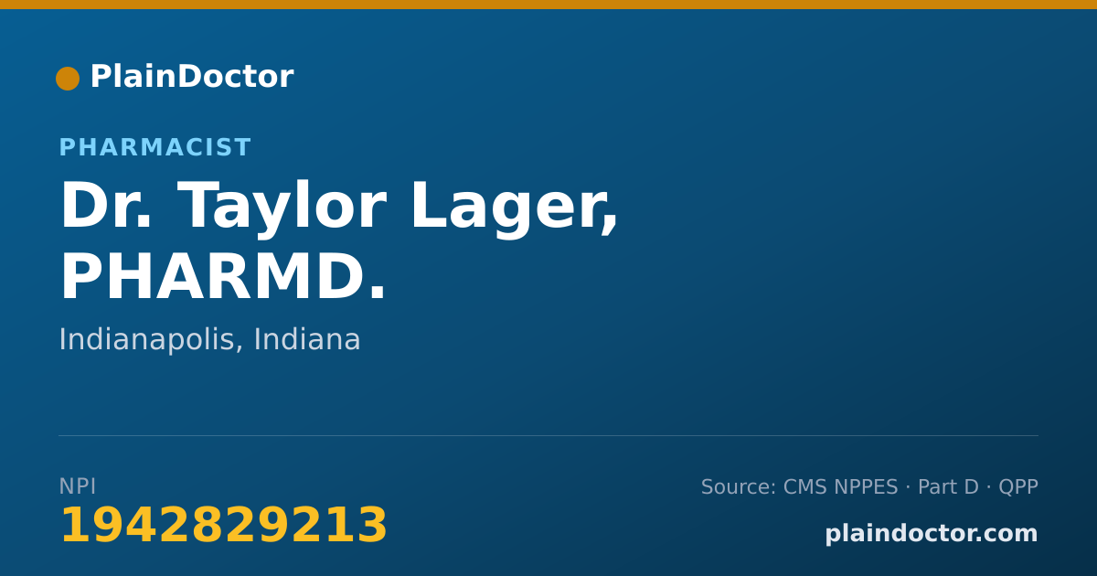 Shareable card for Taylor Lager, PHARMD. - Pharmacist, Indianapolis, IN