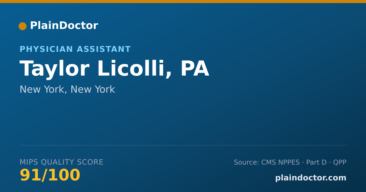 Shareable card for Taylor Licolli, PA - Physician Assistant, New York, NY