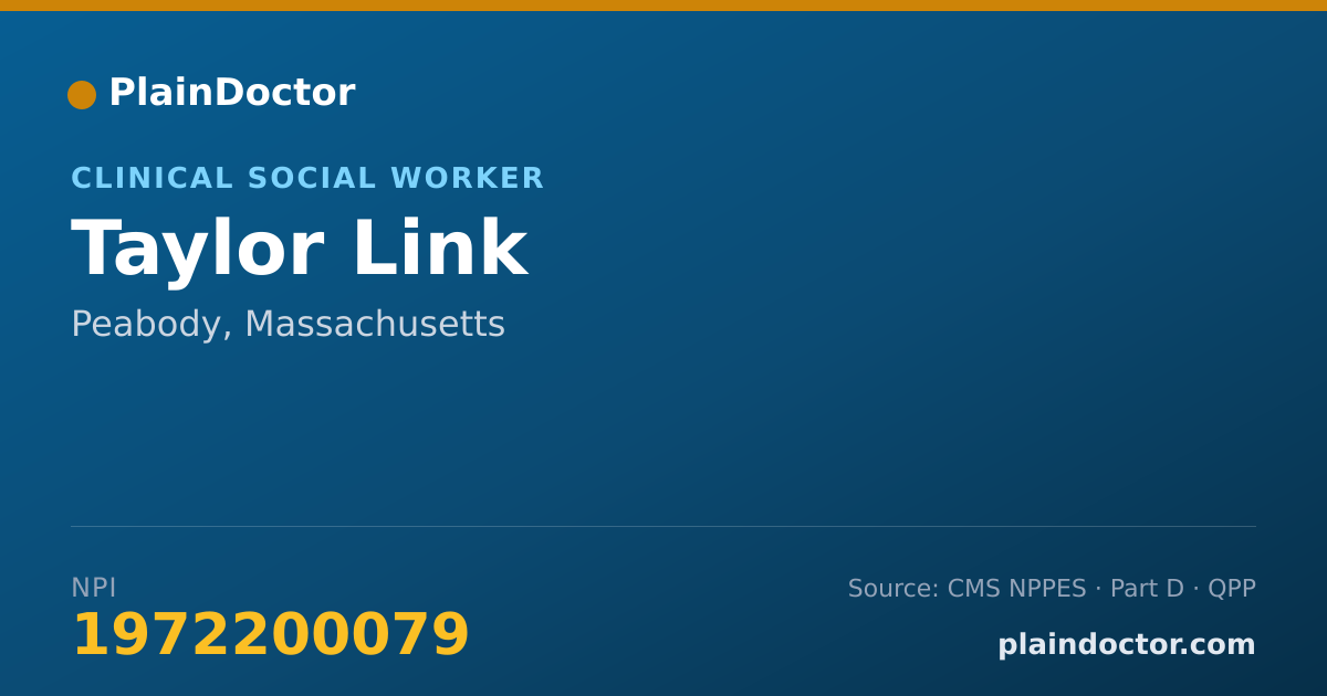 Shareable card for Taylor Link - Clinical Social Worker, Peabody, MA