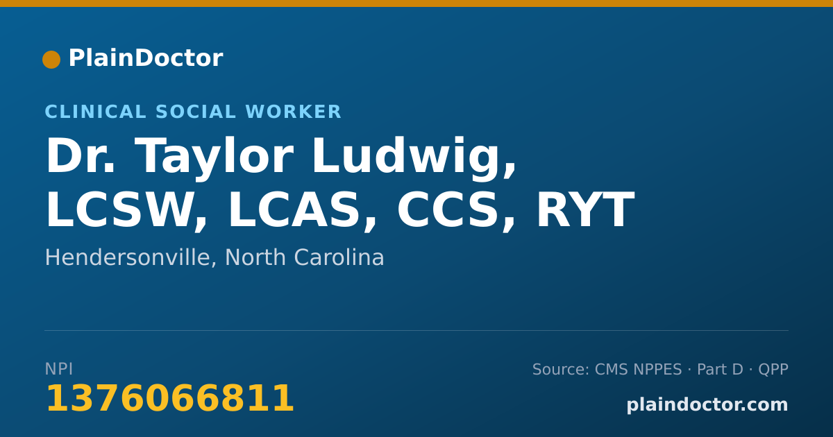 Shareable card for Taylor Ludwig, LCSW, LCAS, CCS, RYT - Clinical Social Worker, Hendersonville, NC