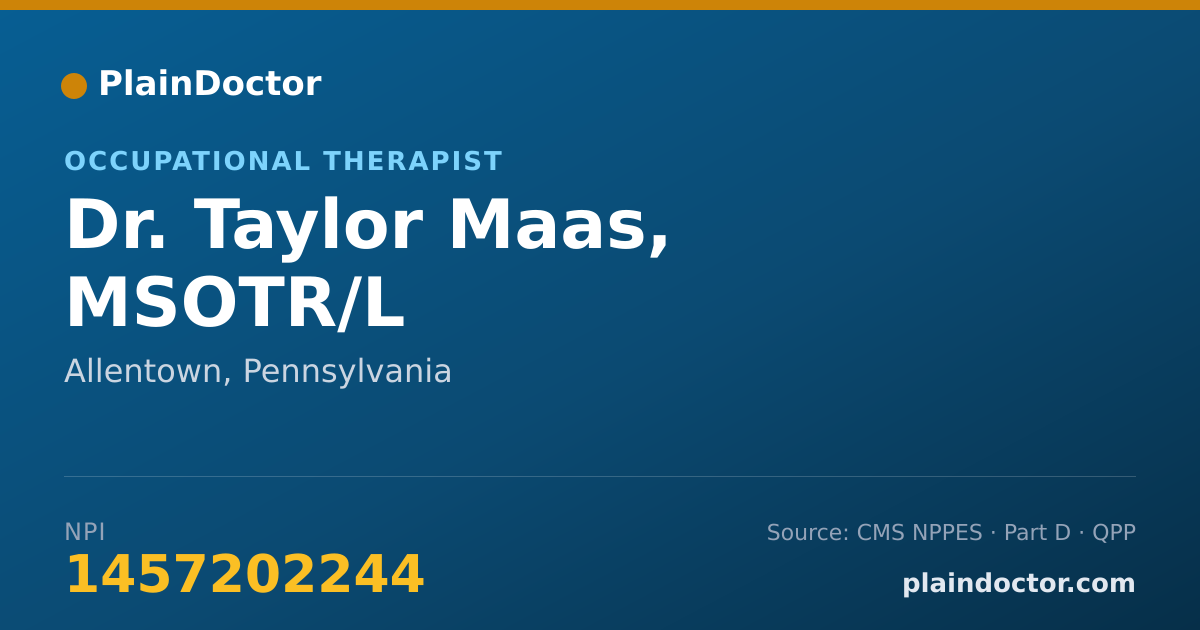 Shareable card for Taylor Maas, MSOTR/L - Occupational Therapist, Allentown, PA