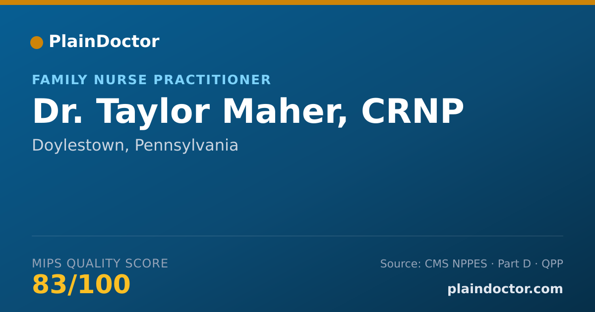 Shareable card for Taylor Maher, CRNP - Family Nurse Practitioner, Doylestown, PA