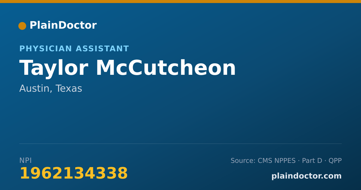 Shareable card for Taylor McCutcheon - Physician Assistant, Austin, TX