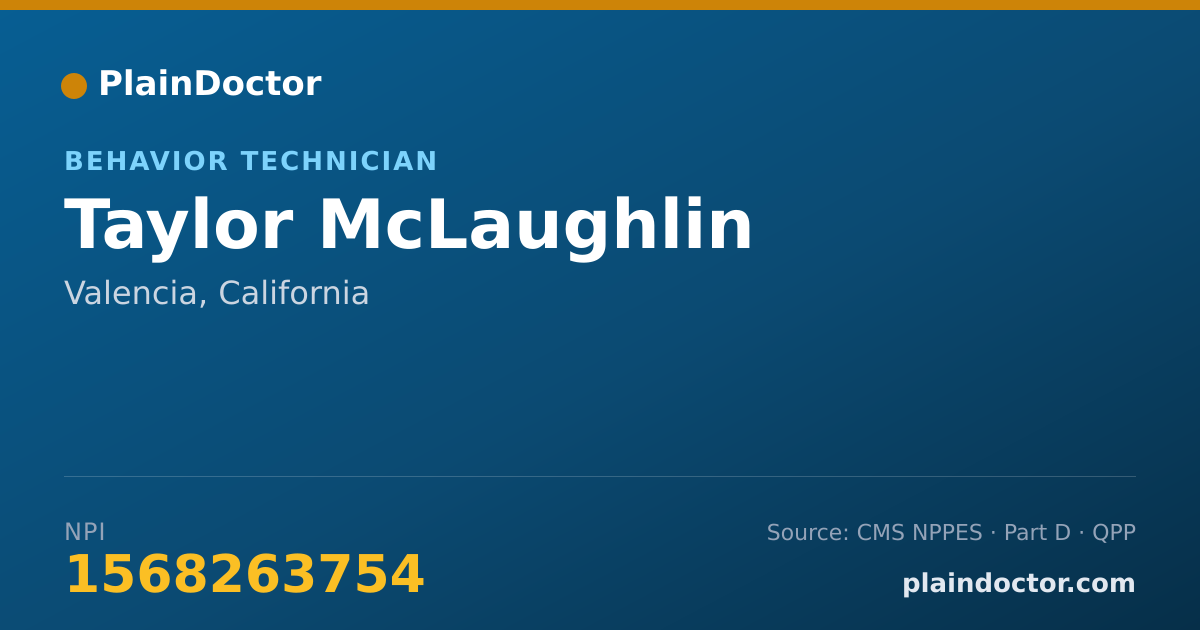 Shareable card for Taylor McLaughlin - Behavior Technician, Valencia, CA