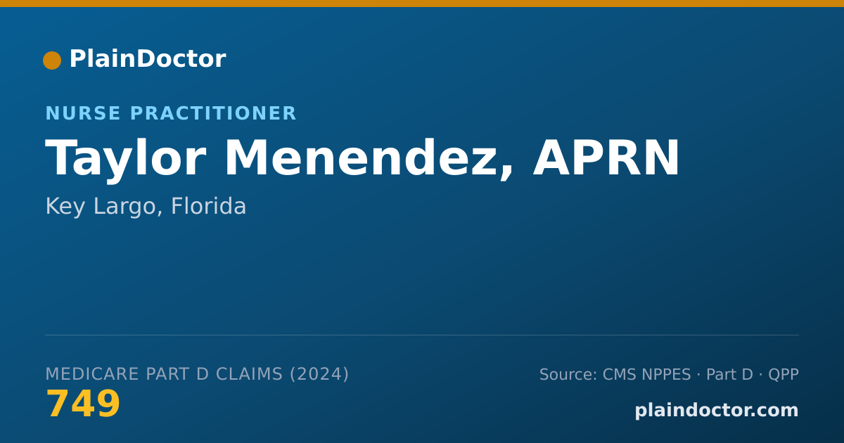 Shareable card for Taylor Menendez, APRN - Nurse Practitioner, Key Largo, FL