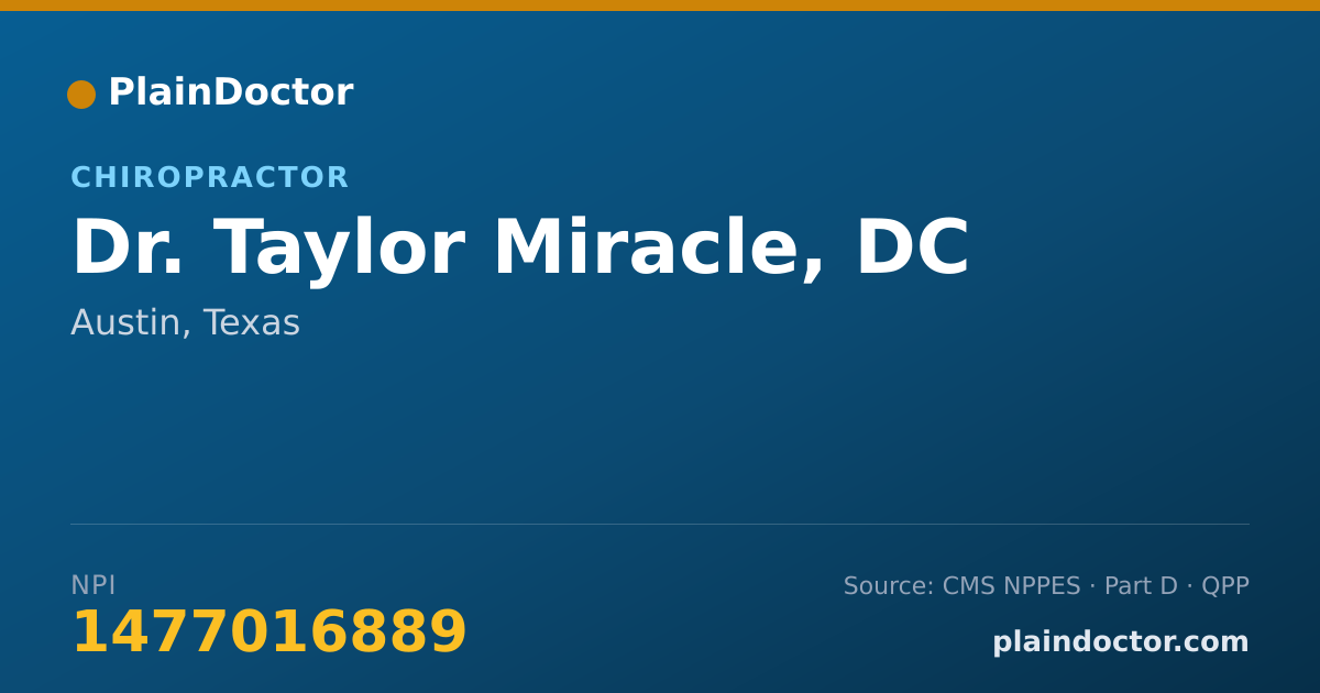 Shareable card for Taylor Miracle, DC - Chiropractor, Austin, TX