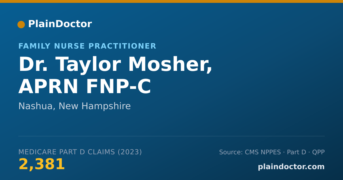 Shareable card for Taylor Mosher, APRN FNP-C - Family Nurse Practitioner, Nashua, NH