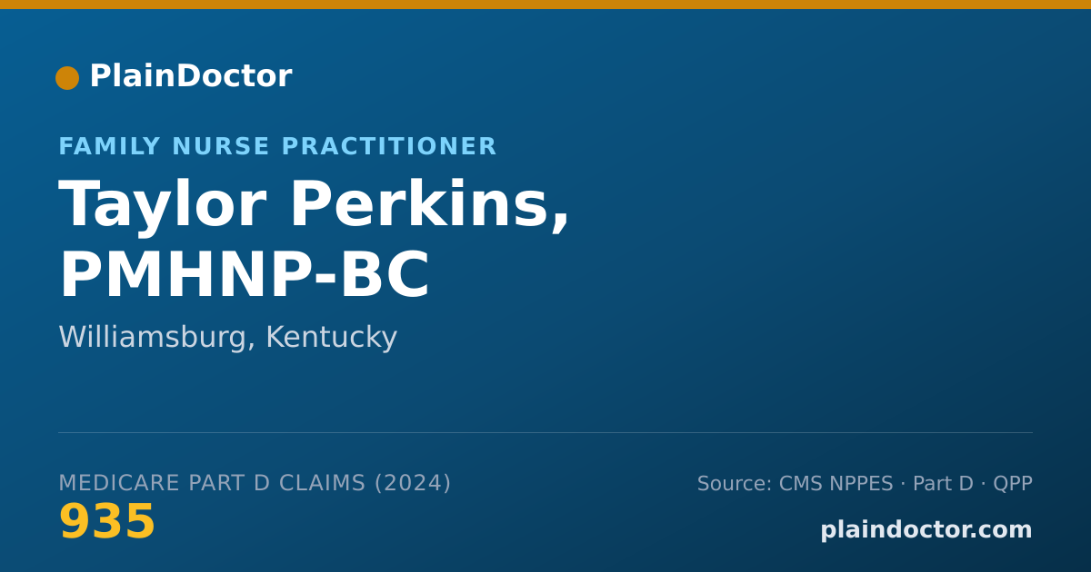 Shareable card for Taylor Perkins, PMHNP-BC - Family Nurse Practitioner, Williamsburg, KY