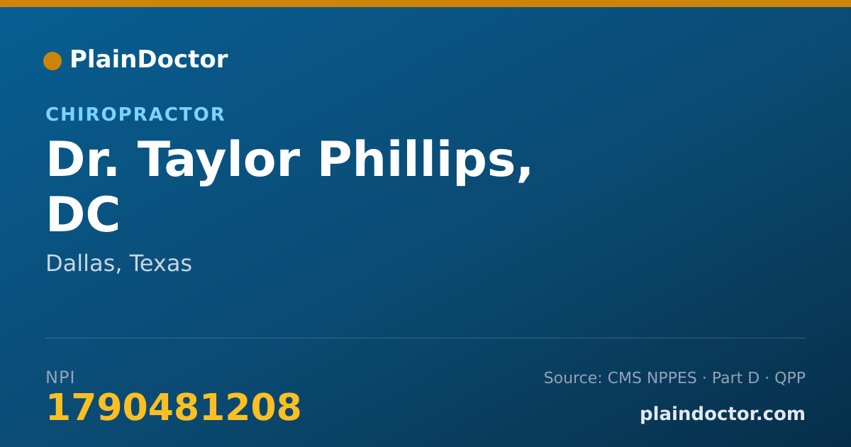 Shareable card for Taylor Phillips, DC - Chiropractor, Dallas, TX