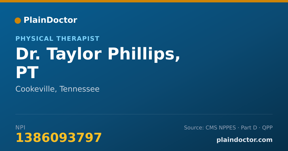 Shareable card for Taylor Phillips, PT - Physical Therapist, Cookeville, TN