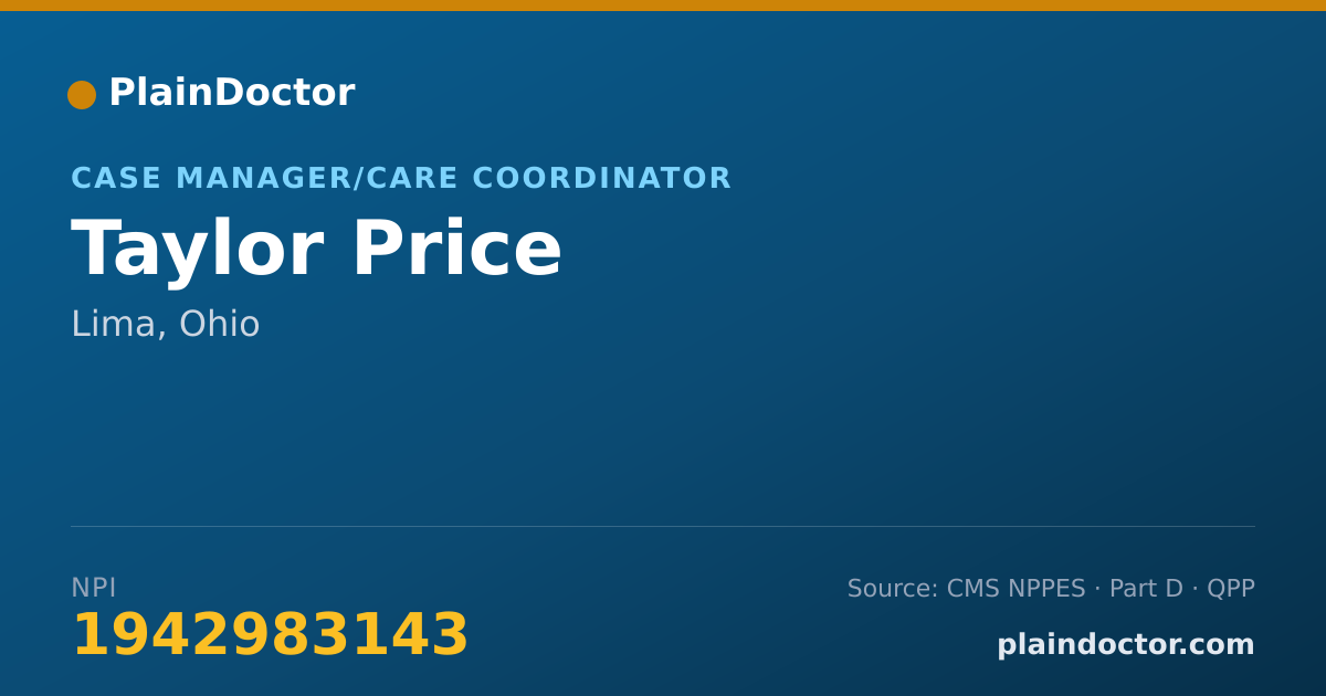 Shareable card for Taylor Price - Case Manager/Care Coordinator, Lima, OH