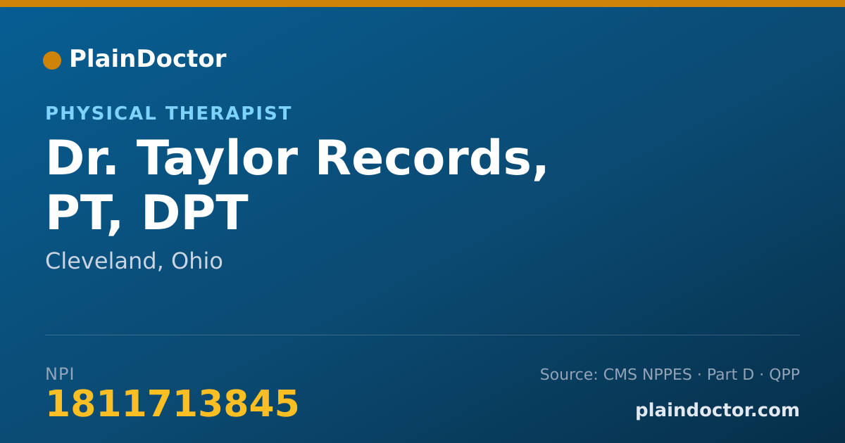Shareable card for Taylor Records, PT, DPT - Physical Therapist, Cleveland, OH