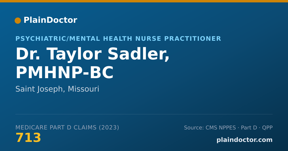 Shareable card for Taylor Sadler, PMHNP-BC - Psychiatric/Mental Health Nurse Practitioner, Saint Joseph, MO