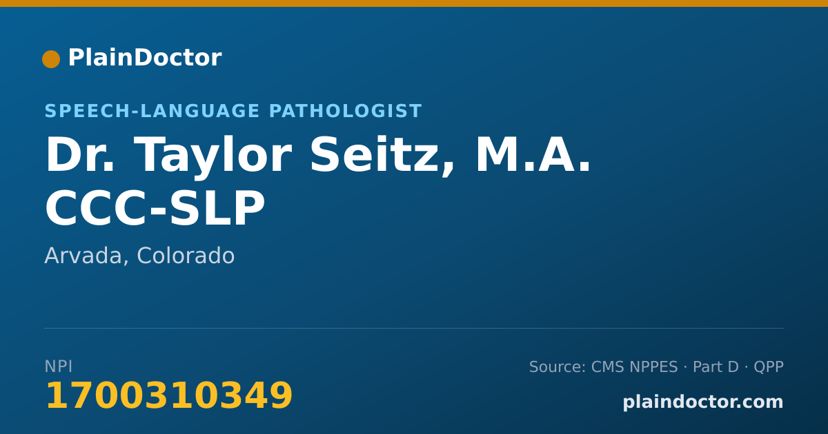 Shareable card for Taylor Seitz, M.A. CCC-SLP - Speech-Language Pathologist, Arvada, CO