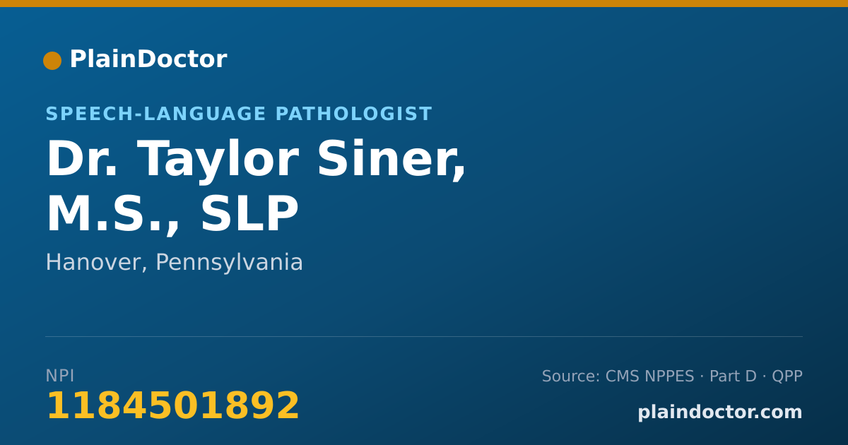 Shareable card for Taylor Siner, M.S., SLP - Speech-Language Pathologist, Hanover, PA