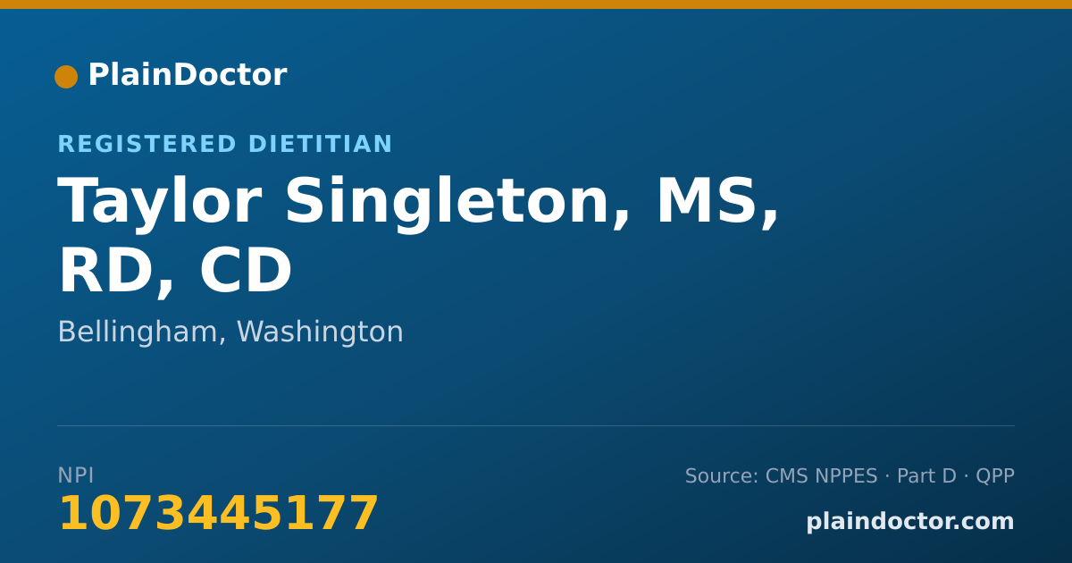 Shareable card for Taylor Singleton, MS, RD, CD - Registered Dietitian, Bellingham, WA