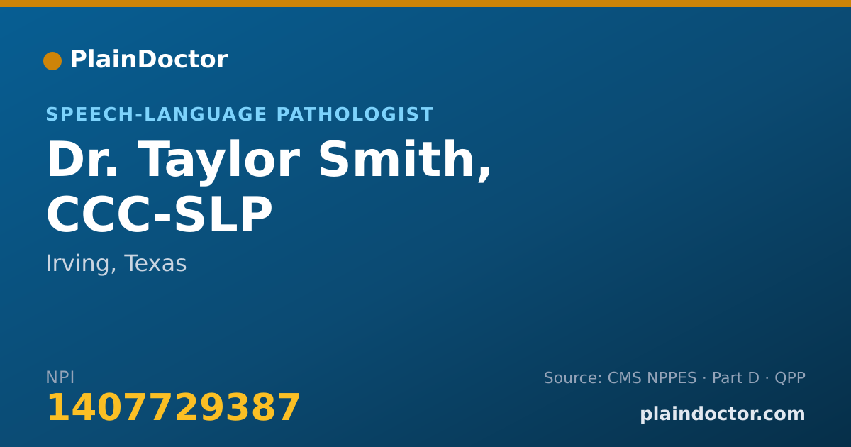 Shareable card for Taylor Smith, CCC-SLP - Speech-Language Pathologist, Irving, TX