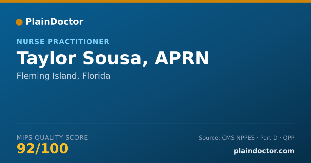 Shareable card for Taylor Sousa, APRN - Family Nurse Practitioner, Fleming Island, FL