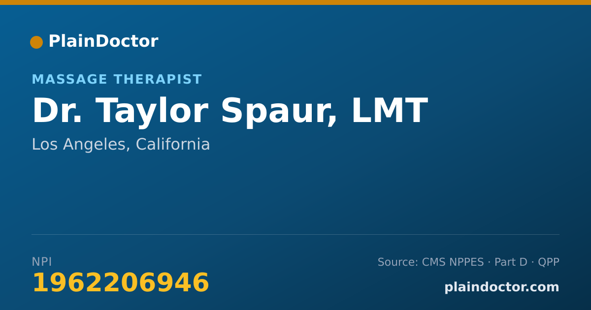 Shareable card for Taylor Spaur, LMT - Massage Therapist, Los Angeles, CA