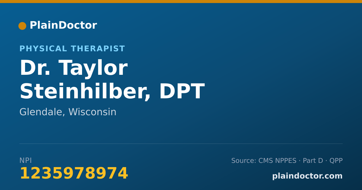Shareable card for Taylor Steinhilber, DPT - Physical Therapist, Glendale, WI