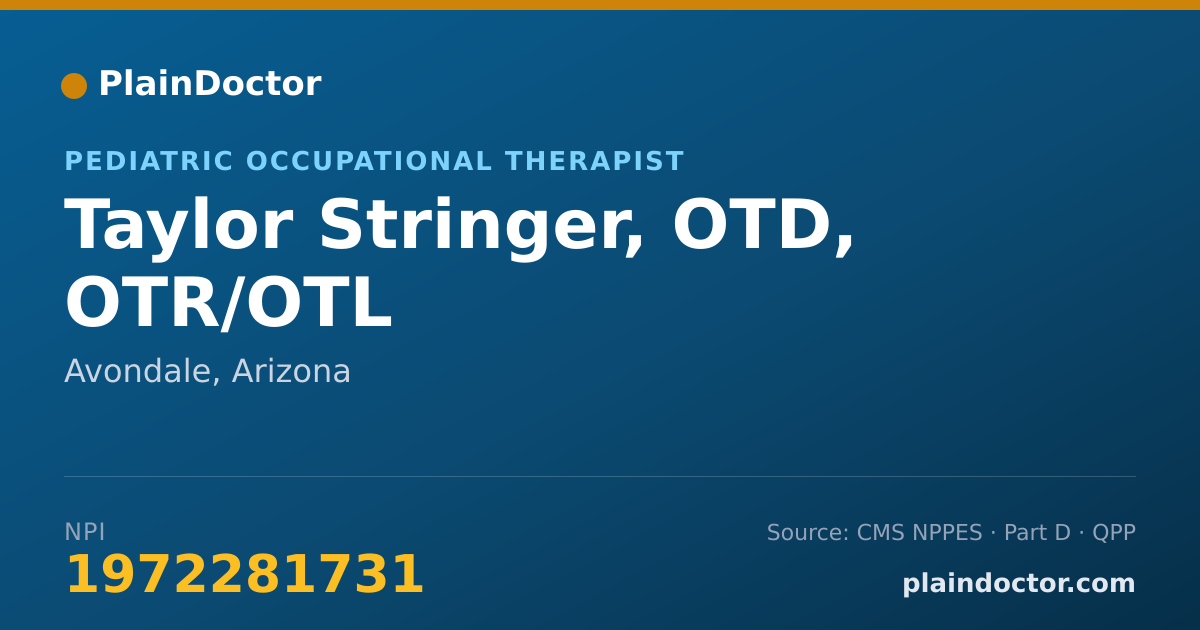 Shareable card for Taylor Stringer, OTD, OTR/OTL - Pediatric Occupational Therapist, Avondale, AZ