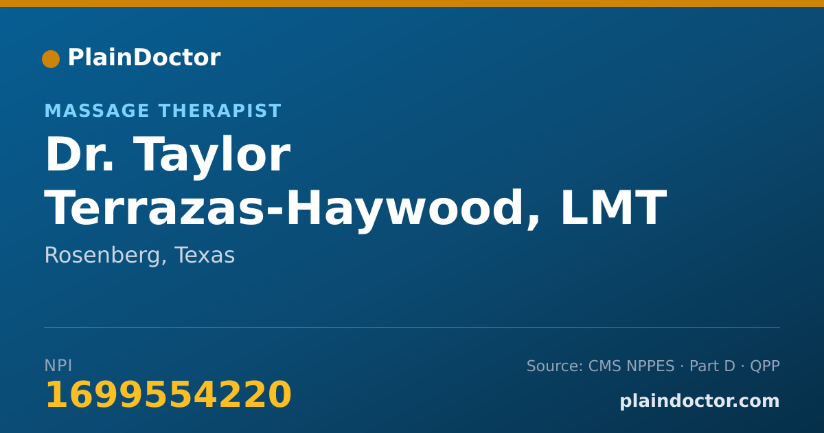Shareable card for Taylor Terrazas-Haywood, LMT - Massage Therapist, Rosenberg, TX