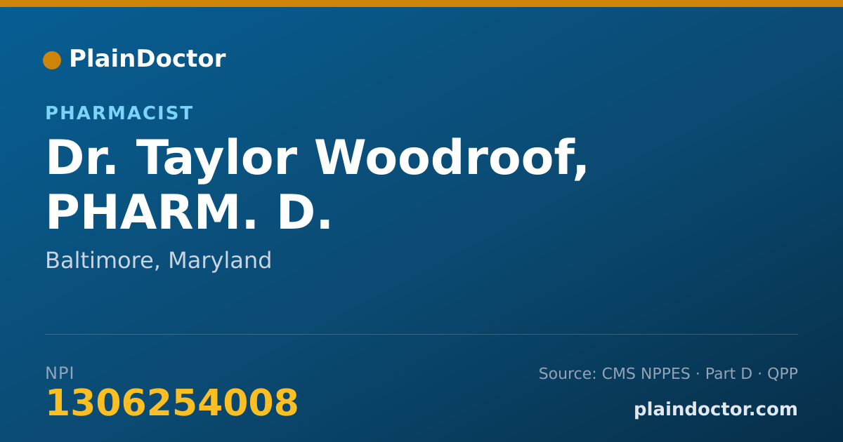Shareable card for Taylor Woodroof, PHARM. D. - Pharmacist, Baltimore, MD