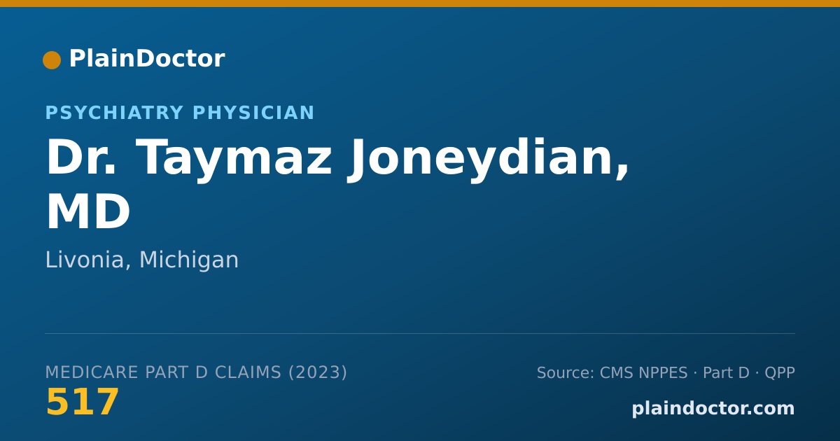 Shareable card for Taymaz Joneydian, MD - Psychiatry Physician, Livonia, MI